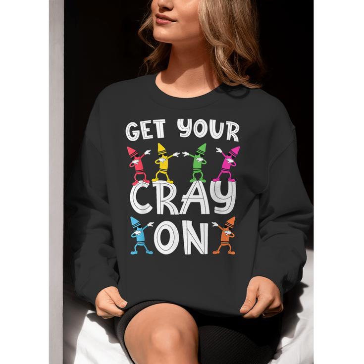 Teacher's Get Your Cray On Dabbing Crayons Women Crewneck Sweatshirt, funny gift Teacher's Get Your Cray On Dabbing Crayons Women Crewneck Sweatshirt, funny gift