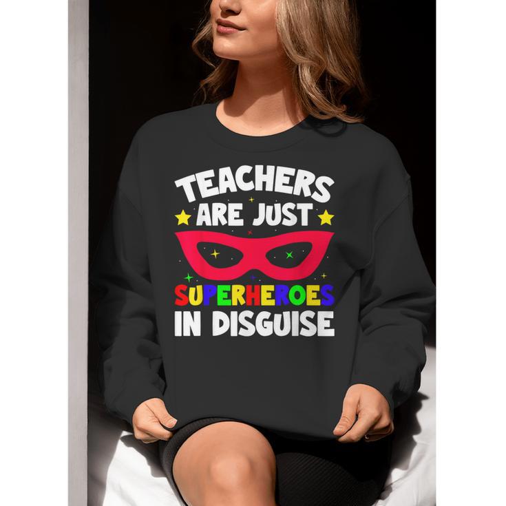 Teachers Are Just Superheroes In Disguise School Women Crewneck Sweatshirt, funny gift Teachers Are Just Superheroes In Disguise School Women Crewneck Sweatshirt, funny gift