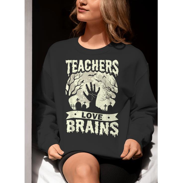 Teachers Love Brains Halloween Costume Boo Trick Teach Women Crewneck Sweatshirt, funny gift Teachers Love Brains Halloween Costume Boo Trick Teach Women Crewneck Sweatshirt, funny gift