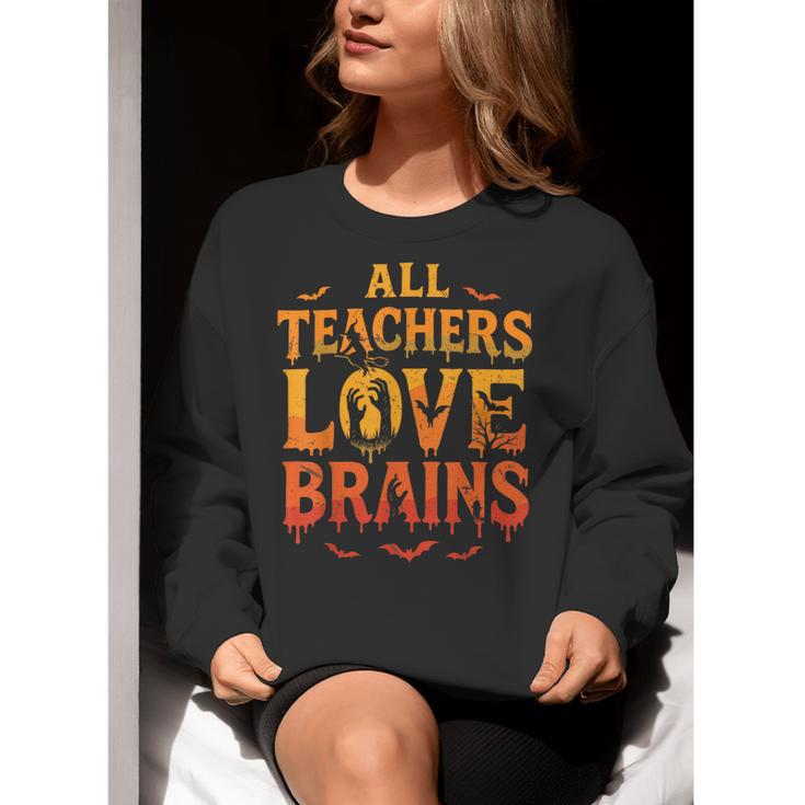 All Teachers Love Brains Shirt Halloween Teacher Women Crewneck Sweatshirt, funny gift All Teachers Love Brains Shirt Halloween Teacher Women Crewneck Sweatshirt, funny gift
