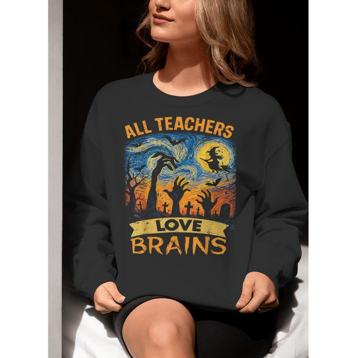 All Teachers Love Brains Shirt Teacher Halloween Tee Women Crewneck Sweatshirt, funny gift All Teachers Love Brains Shirt Teacher Halloween Tee Women Crewneck Sweatshirt, funny gift