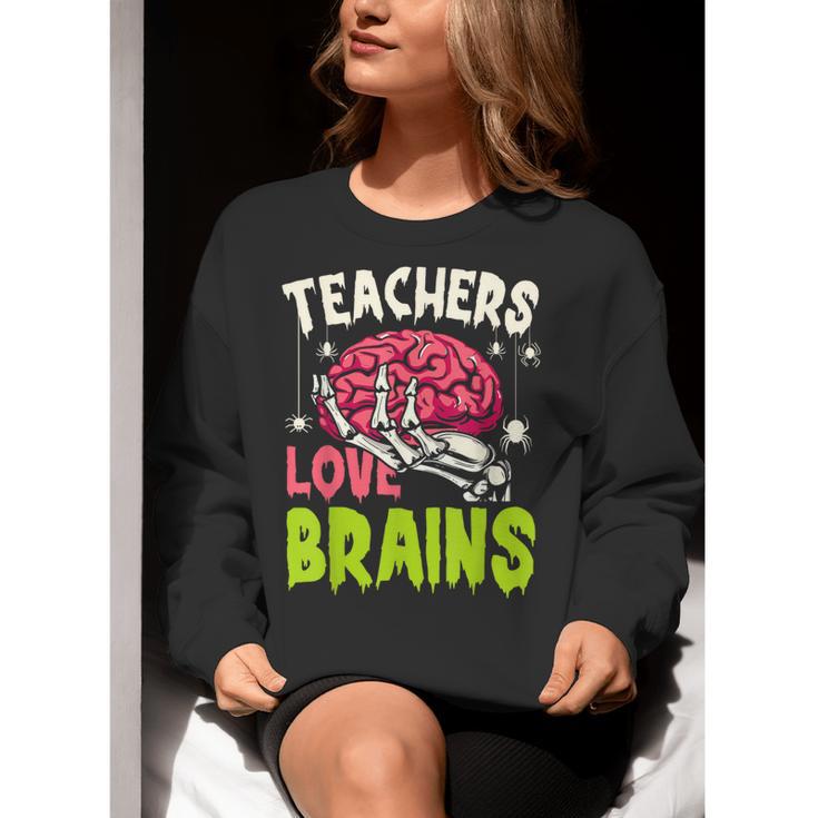 Teachers Love Brains Skeleton Halloween Teacher Funny Women Crewneck Sweatshirt, funny gift Teachers Love Brains Skeleton Halloween Teacher Funny Women Crewneck Sweatshirt, funny gift