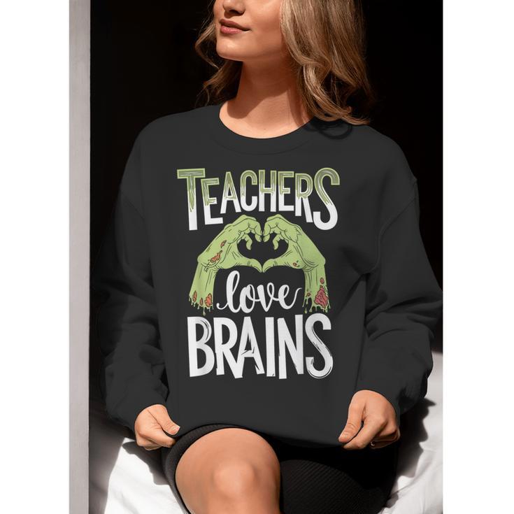 Teachers Love Zombie Teacher Halloween Fun Women Crewneck Sweatshirt, funny gift