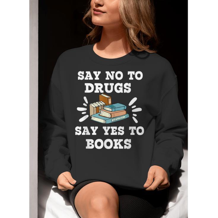Teachers Red Ribbon Week Say No To Drugs Say Yes To Books Women Crewneck Sweatshirt, funny gift