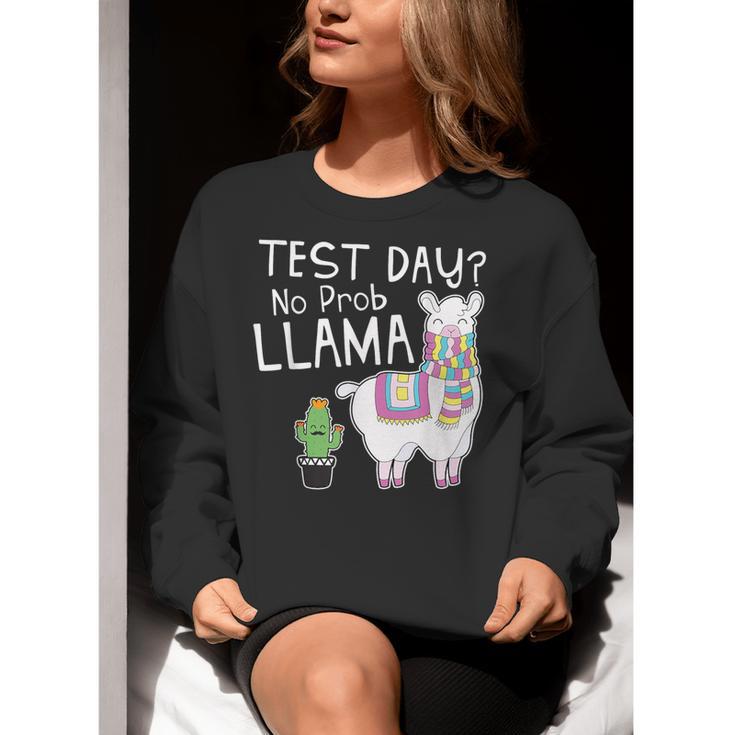 Teachers Testing Day Test Day No Prob Llama Teacher Women Crewneck Sweatshirt, funny gift Teachers Testing Day Test Day No Prob Llama Teacher Women Crewneck Sweatshirt, funny gift