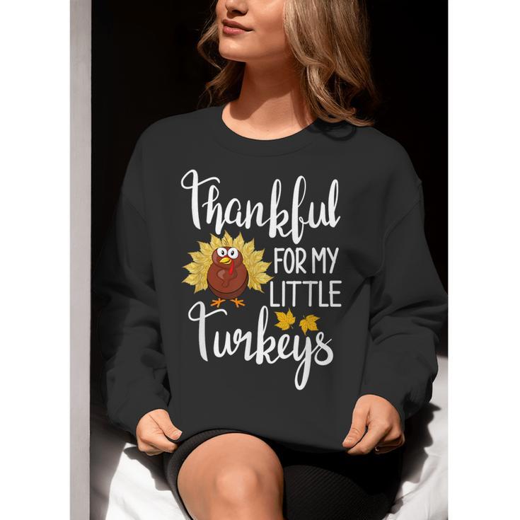 Teachers Thanksgiving Thankful For My Little Turkeys Women Crewneck Sweatshirt, funny gift