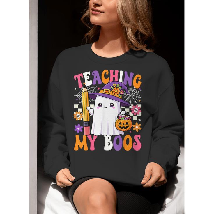 Teaching My Boos Ghost Teacher Cute Pencil Halloween Teacher Women Crewneck Sweatshirt, funny gift Teaching My Boos Ghost Teacher Cute Pencil Halloween Teacher Women Crewneck Sweatshirt, funny gift