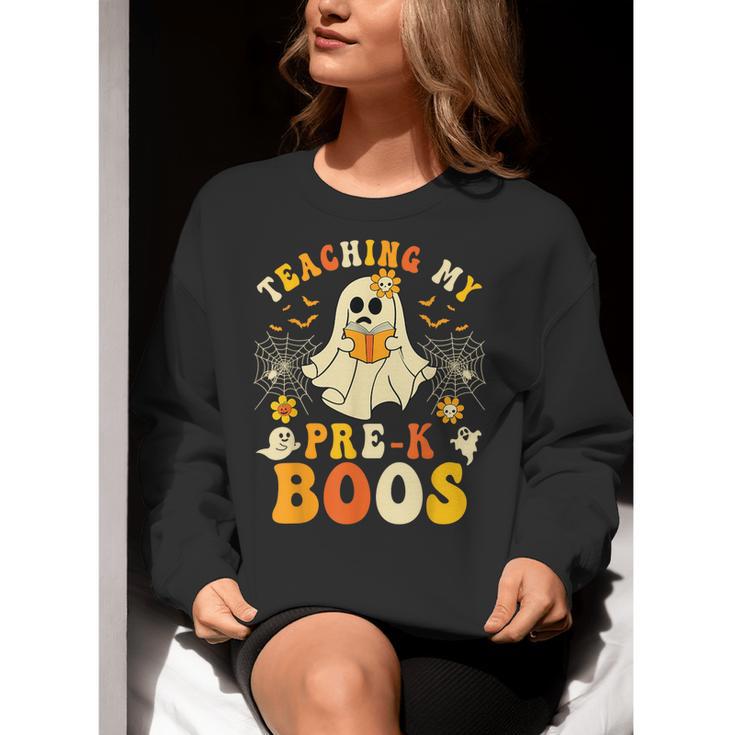 Teaching My Pre-K Boos Crew Teachers Halloween Ghost Women Crewneck Sweatshirt, funny gift Teaching My Pre-K Boos Crew Teachers Halloween Ghost Women Crewneck Sweatshirt, funny gift