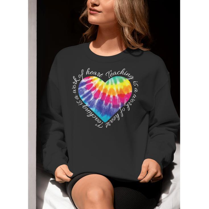 Teaching Is a Work Of Heart Tie Dye Hippie For Teacher For Men Women Girls Kids Women Crewneck Sweatshirt, funny gift Teaching Is a Work Of Heart Tie Dye Hippie For Teacher For Men Women Girls Kids Women Crewneck Sweatshirt, funny gift