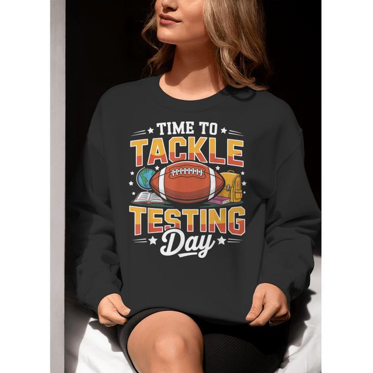 Test Day State Football Tackle Testing Day Sports Teacher Women Crewneck Sweatshirt, funny gift