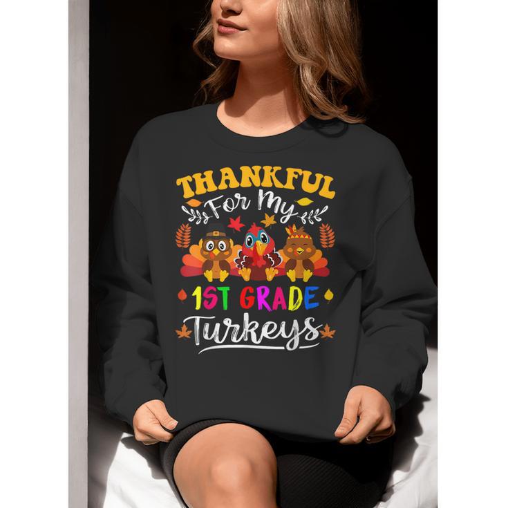 Thankful For My 1st Grade Turkeys Thanksgiving Teacher Fall Women Crewneck Sweatshirt, funny gift Thankful For My 1st Grade Turkeys Thanksgiving Teacher Fall Women Crewneck Sweatshirt, funny gift