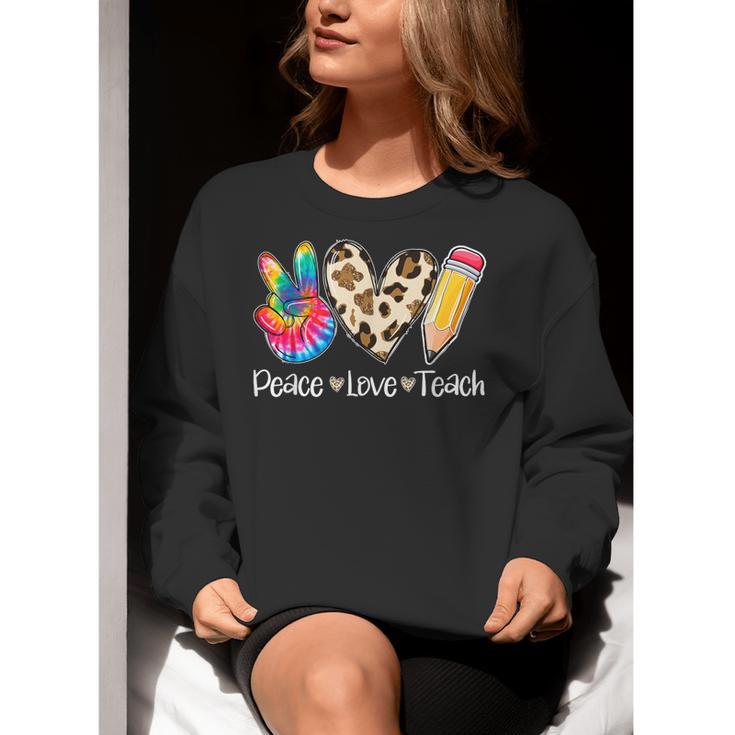 Tie Dye Hippie Peace Love Teach Teacher Appreciation Women Crewneck Sweatshirt, funny gift Tie Dye Hippie Peace Love Teach Teacher Appreciation Women Crewneck Sweatshirt, funny gift