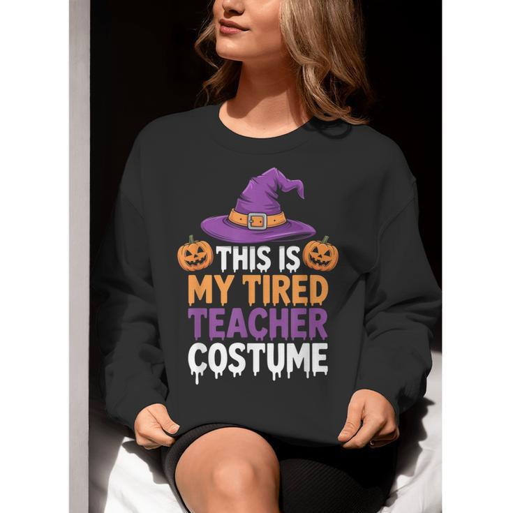 This Is My Tired Teacher Costume Halloween Women Crewneck Sweatshirt, funny gift This Is My Tired Teacher Costume Halloween Women Crewneck Sweatshirt, funny gift