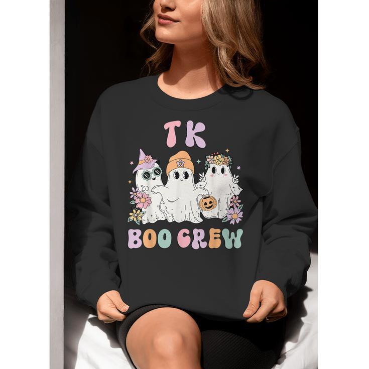 TK Boo Crew Retro Groovy Halloween Floral Ghost TK Teacher Women Crewneck Sweatshirt, Groovy Teacher Sweatshirts, funny gift TK Boo Crew Retro Groovy Halloween Floral Ghost TK Teacher Women Crewneck Sweatshirt, Groovy Teacher Sweatshirts, funny gift