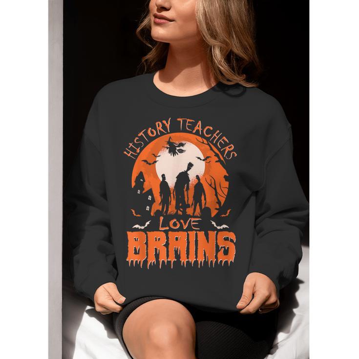 History Teachers Love Brains Halloween Teacher For Men Women Women Crewneck Sweatshirt, History Teacher Sweatshirts, funny gift