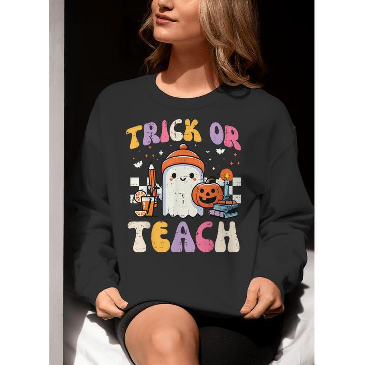 Trick Or Teach Ghost Teacher School Halloween Men Women Women Crewneck Sweatshirt, funny gift Trick Or Teach Ghost Teacher School Halloween Men Women Women Crewneck Sweatshirt, funny gift