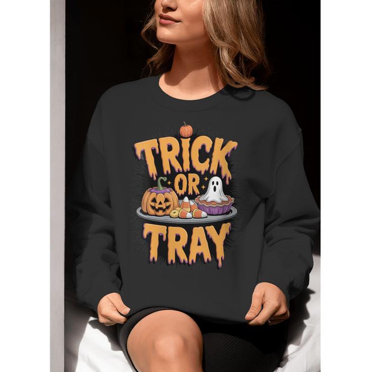 Trick Or Tray Halloween Cafeteria Teacher School Women Crewneck Sweatshirt, funny gift Trick Or Tray Halloween Cafeteria Teacher School Women Crewneck Sweatshirt, funny gift