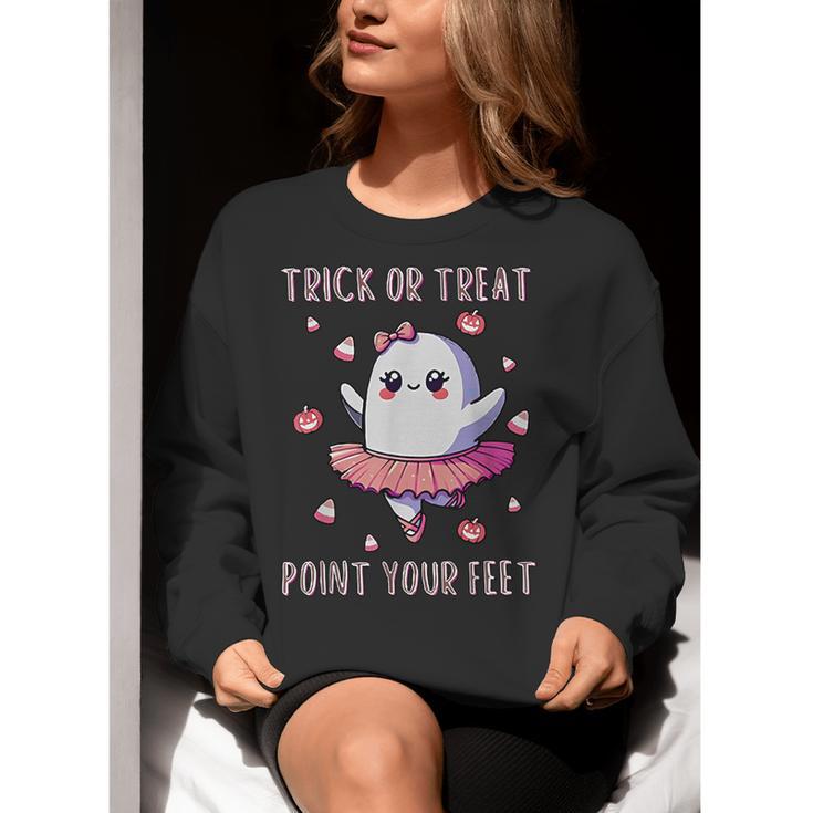 Trick Or Treat Point Your Feet Halloween Ghost Dance Teacher Women Crewneck Sweatshirt, funny gift Trick Or Treat Point Your Feet Halloween Ghost Dance Teacher Women Crewneck Sweatshirt, funny gift