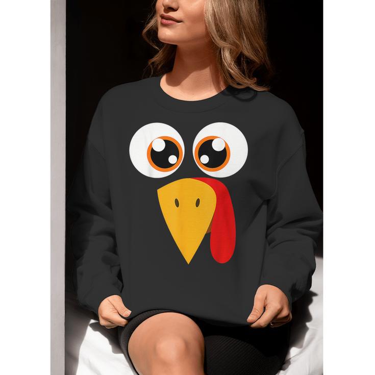 Turkey Face Halloween Costume Thanksgiving Teacher Nurse Women Crewneck Sweatshirt, funny gift