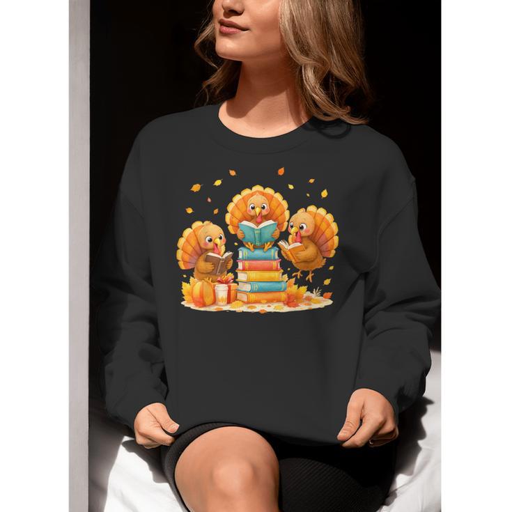 Turkey Read Books Reading Fall Thanksgiving Teacher Women Crewneck Sweatshirt, funny gift Turkey Read Books Reading Fall Thanksgiving Teacher Women Crewneck Sweatshirt, funny gift