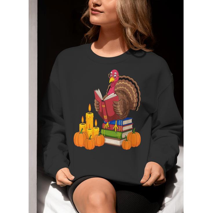Turkey Reading Books Fall Thanksgiving Teacher Book Women Crewneck Sweatshirt, funny gift Turkey Reading Books Fall Thanksgiving Teacher Book Women Crewneck Sweatshirt, funny gift