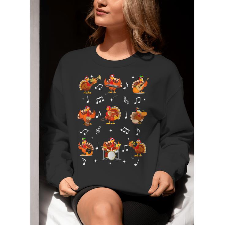 Turkey Squad Music Note Music Teacher Thanksgiving Women Crewneck Sweatshirt, funny gift