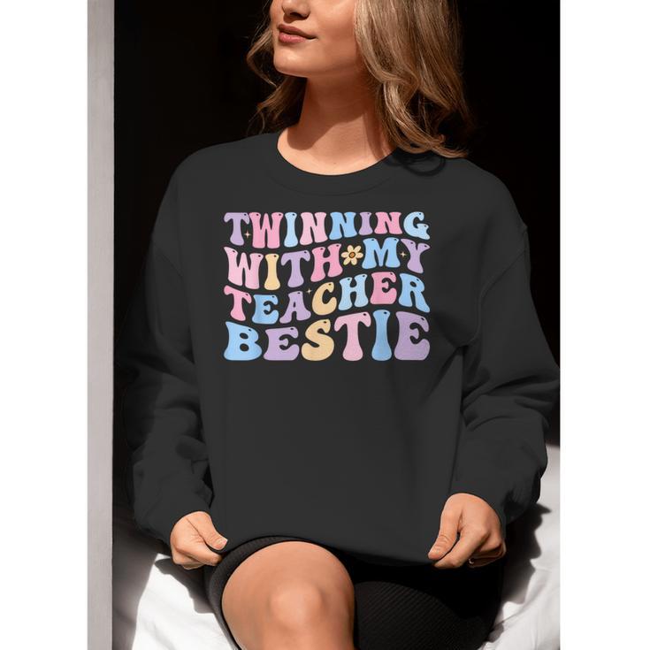 Twinning With My Teacher Bestie Teaching Partner Women Crewneck Sweatshirt, funny gift