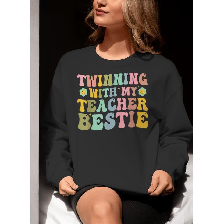 Twinning With My Teacher Bestie Twin Day Matching Teachers For Men Women Girls Kids Women Crewneck Sweatshirt, funny gift Twinning With My Teacher Bestie Twin Day Matching Teachers For Men Women Girls Kids Women Crewneck Sweatshirt, funny gift