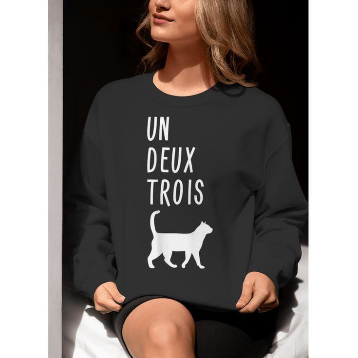 Un Deux Trois Cat Shirt French Teacher Women Crewneck Sweatshirt, funny gift