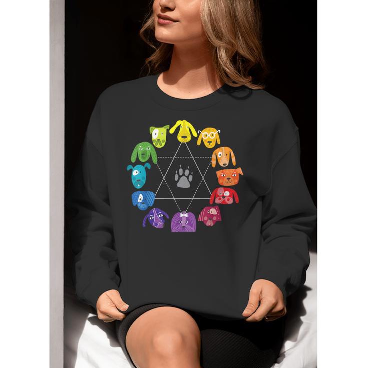 Unique For Artists By ADS Color Wheel Educational Art Teacher Dog Themed Artist Small Women Crewneck Sweatshirt, funny gift
