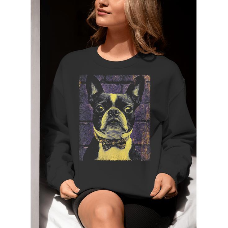 Vintage Boston Terrier Dog Women Crewneck Sweatshirt, funny gift