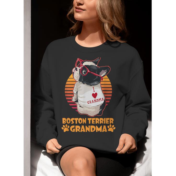 Vintage Boston Terrier Grandma Wear Sunglasses Dog Lover Men Women Girls Kids Women Crewneck Sweatshirt, funny gift