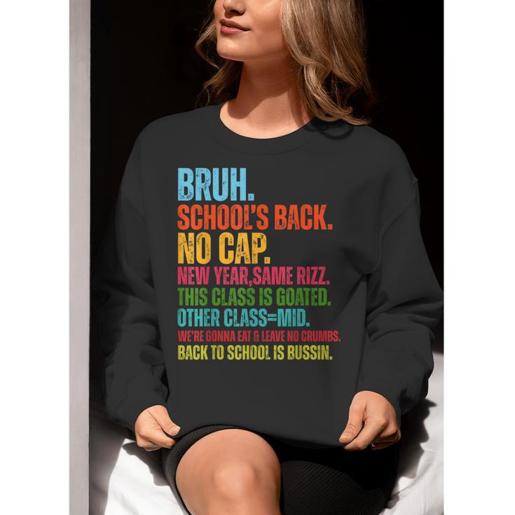 Vintage Bruh We Back No Cap Bruh We'Re Back Student Teacher Women Crewneck Sweatshirt, funny gift