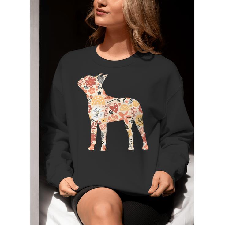 Vintage Floral Boston Terrier For Dog Lover Women Crewneck Sweatshirt, funny gift