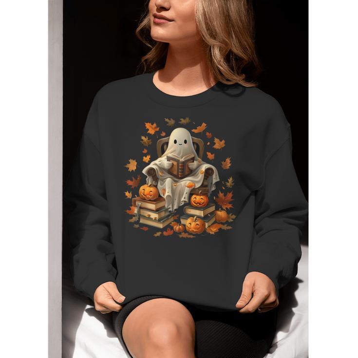 Vintage Ghost Book Reading Pumpkin Gothic Halloween Teachers Men Women Kids Women Crewneck Sweatshirt, funny gift Vintage Ghost Book Reading Pumpkin Gothic Halloween Teachers Men Women Kids Women Crewneck Sweatshirt, funny gift