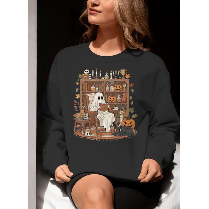 Vintage Ghost Book Reading Pumpkin Gothic Halloween Teachers Women Crewneck Sweatshirt, funny gift Vintage Ghost Book Reading Pumpkin Gothic Halloween Teachers Women Crewneck Sweatshirt, funny gift
