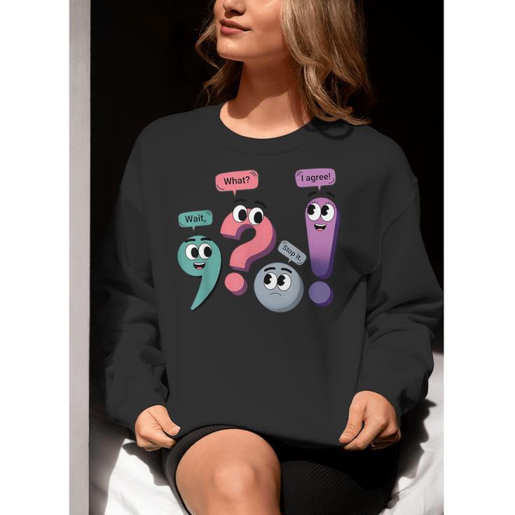 Wait What Stop It I Agree Grammar English Teacher Women Crewneck Sweatshirt, English Teacher Sweatshirts, funny gift