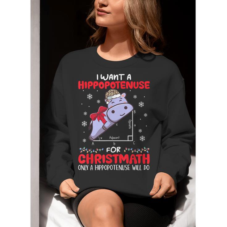 I Want A Hippopotenuse For Christmath Math Teacher Christmas Women Crewneck Sweatshirt, funny gift I Want A Hippopotenuse For Christmath Math Teacher Christmas Women Crewneck Sweatshirt, funny gift