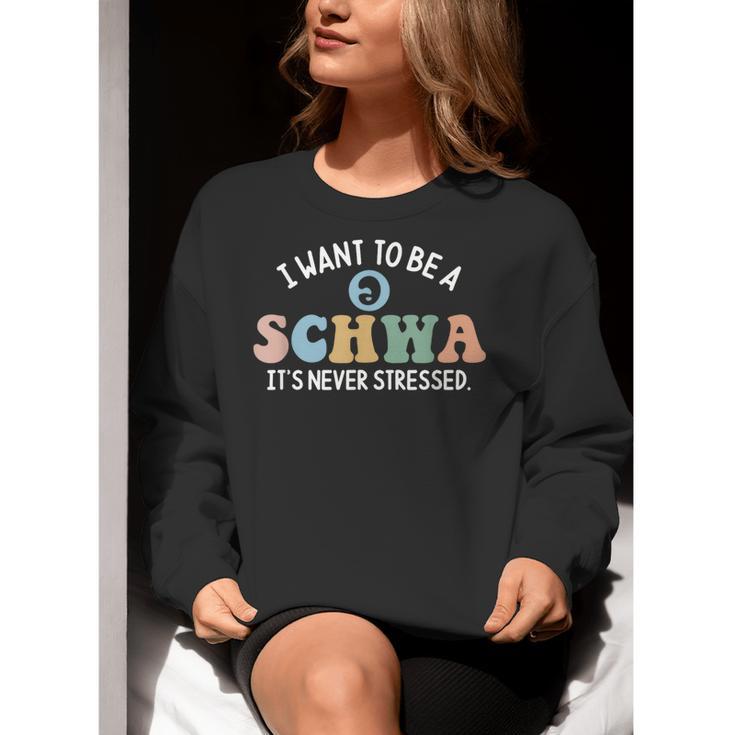 I Want To Be A Schwa It's Never Stressed Reading Teacher Kid Women Crewneck Sweatshirt, funny gift I Want To Be A Schwa It's Never Stressed Reading Teacher Kid Women Crewneck Sweatshirt, funny gift