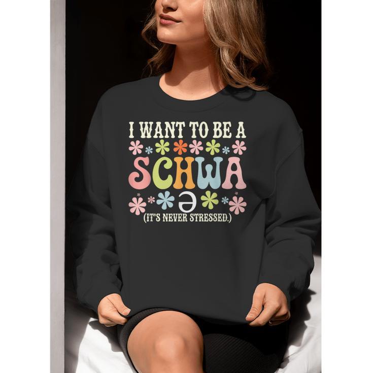I Want To Be A Schwa It's Never Stressed Reading Teacher Women Crewneck Sweatshirt, funny gift I Want To Be A Schwa It's Never Stressed Reading Teacher Women Crewneck Sweatshirt, funny gift