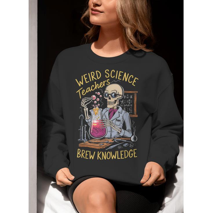 Weird Science Skeleton Halloween Teachers Brew Knowledge Women Crewneck Sweatshirt, Science Teacher Sweatshirts, funny gift Weird Science Skeleton Halloween Teachers Brew Knowledge Women Crewneck Sweatshirt, Science Teacher Sweatshirts, funny gift