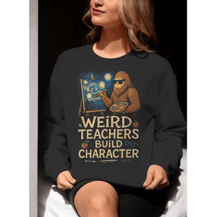 Weird Teachers Build Character Van Bigfoot Art Women Crewneck Sweatshirt, funny gift Weird Teachers Build Character Van Bigfoot Art Women Crewneck Sweatshirt, funny gift