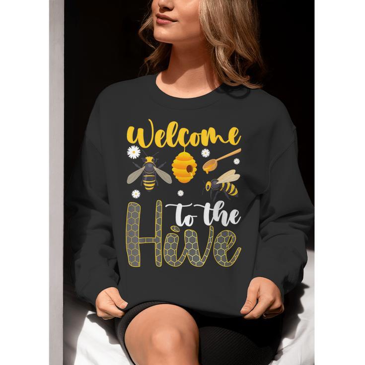 Welcome To The Hive Bee Teacher Back To School Women Crewneck Sweatshirt, funny gift