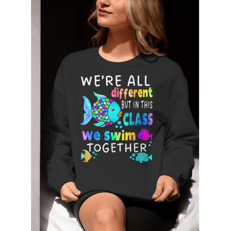 We'Re All Different But We Swim Together Elementary Teacher Women Crewneck Sweatshirt, funny gift We'Re All Different But We Swim Together Elementary Teacher Women Crewneck Sweatshirt, funny gift