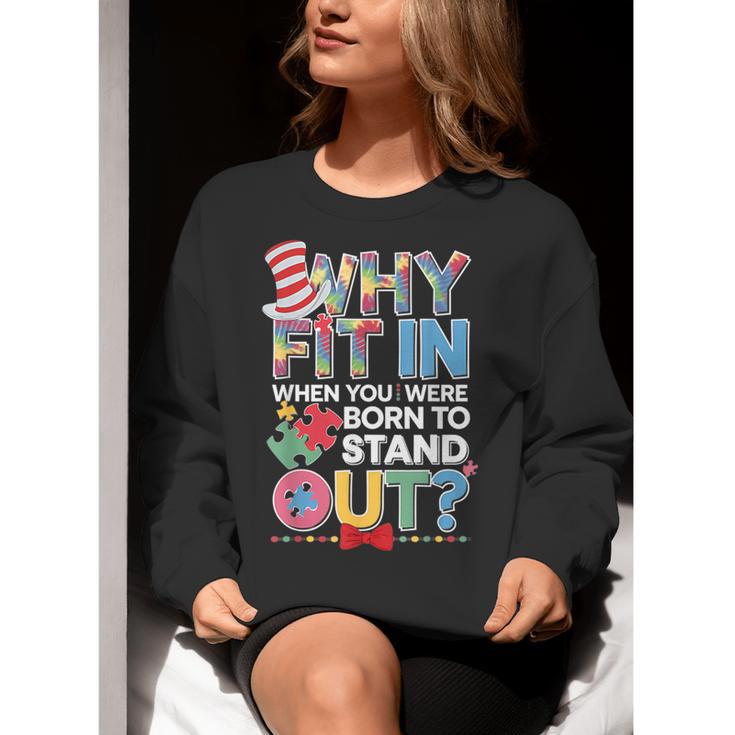 Why Fit In Doctor Teacher Cat In Hat Cool Autism Awareness Men Women Kids Women Crewneck Sweatshirt, funny gift Why Fit In Doctor Teacher Cat In Hat Cool Autism Awareness Men Women Kids Women Crewneck Sweatshirt, funny gift
