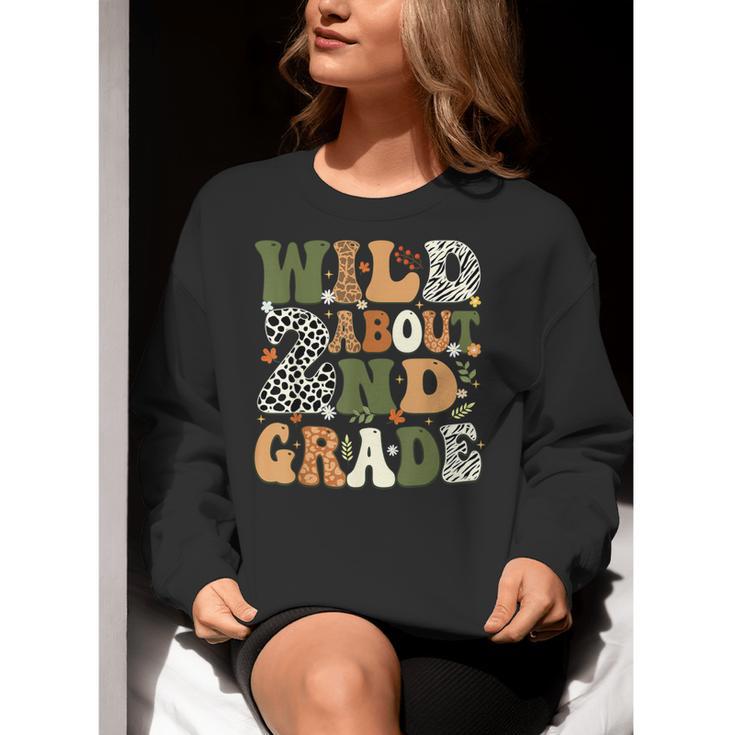 Wild About 2nd Grade Teacher Student First Day Of School Women Crewneck Sweatshirt, First Grade Teacher Sweatshirts, 2nd Grade Teacher Sweatshirts, funny gift