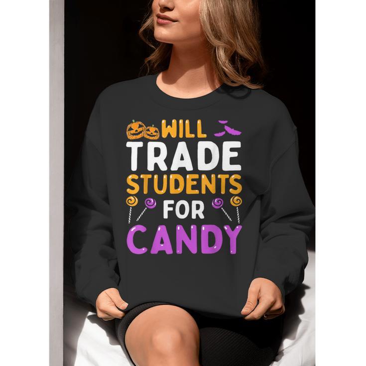 Will Trade Students For Candy Cute Halloween Costume Teacher For Men Women Kids Women Crewneck Sweatshirt, funny gift Will Trade Students For Candy Cute Halloween Costume Teacher For Men Women Kids Women Crewneck Sweatshirt, funny gift