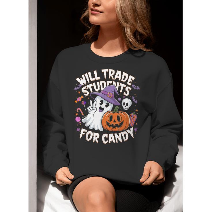 Will Trade Students For Candy Halloween Teacher Women Crewneck Sweatshirt, funny gift Will Trade Students For Candy Halloween Teacher Women Crewneck Sweatshirt, funny gift