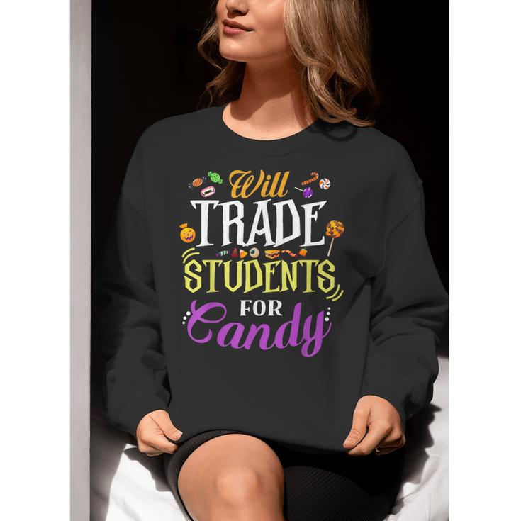 Will Trade Students For Candy Teacher Cute Halloween Costume Women Crewneck Sweatshirt, funny gift Will Trade Students For Candy Teacher Cute Halloween Costume Women Crewneck Sweatshirt, funny gift