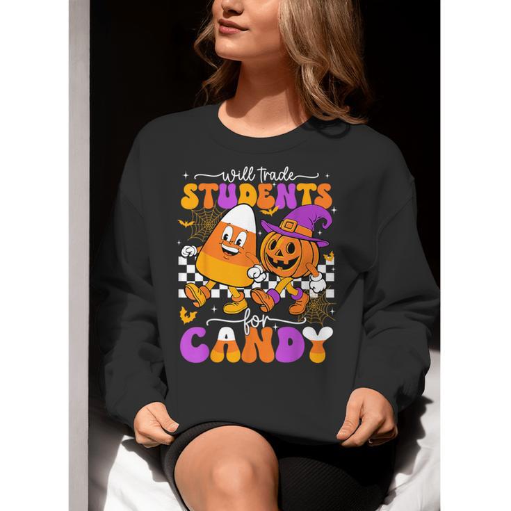 Will Trade Students For Candy Teacher Halloween Women Crewneck Sweatshirt, funny gift Will Trade Students For Candy Teacher Halloween Women Crewneck Sweatshirt, funny gift